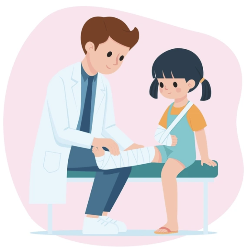 Child getting treated for injury